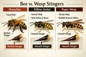 Identification guide for stinging insects including wasps, bees, and hornets.