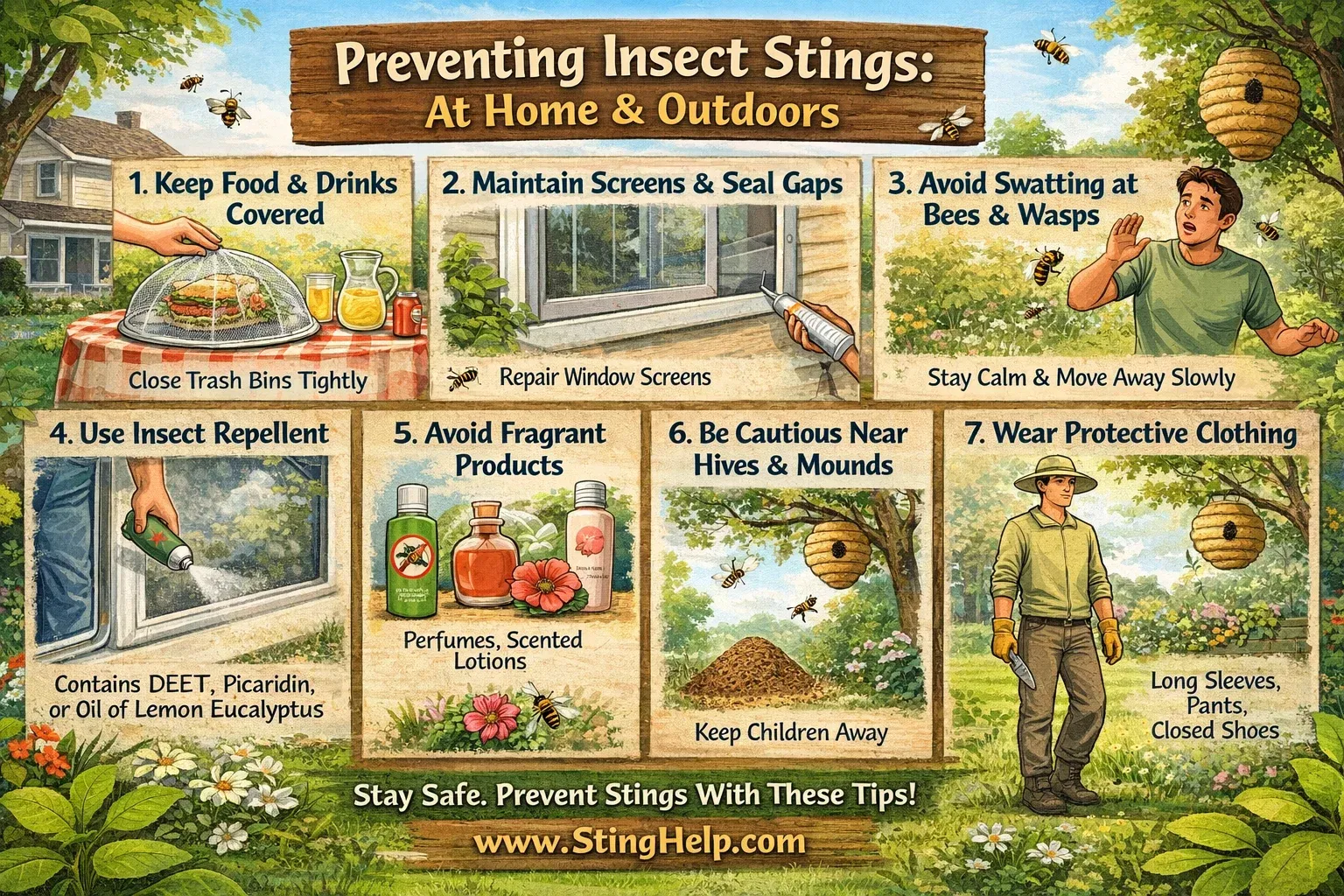 preventing insect stings around the home and outdoors in the United States